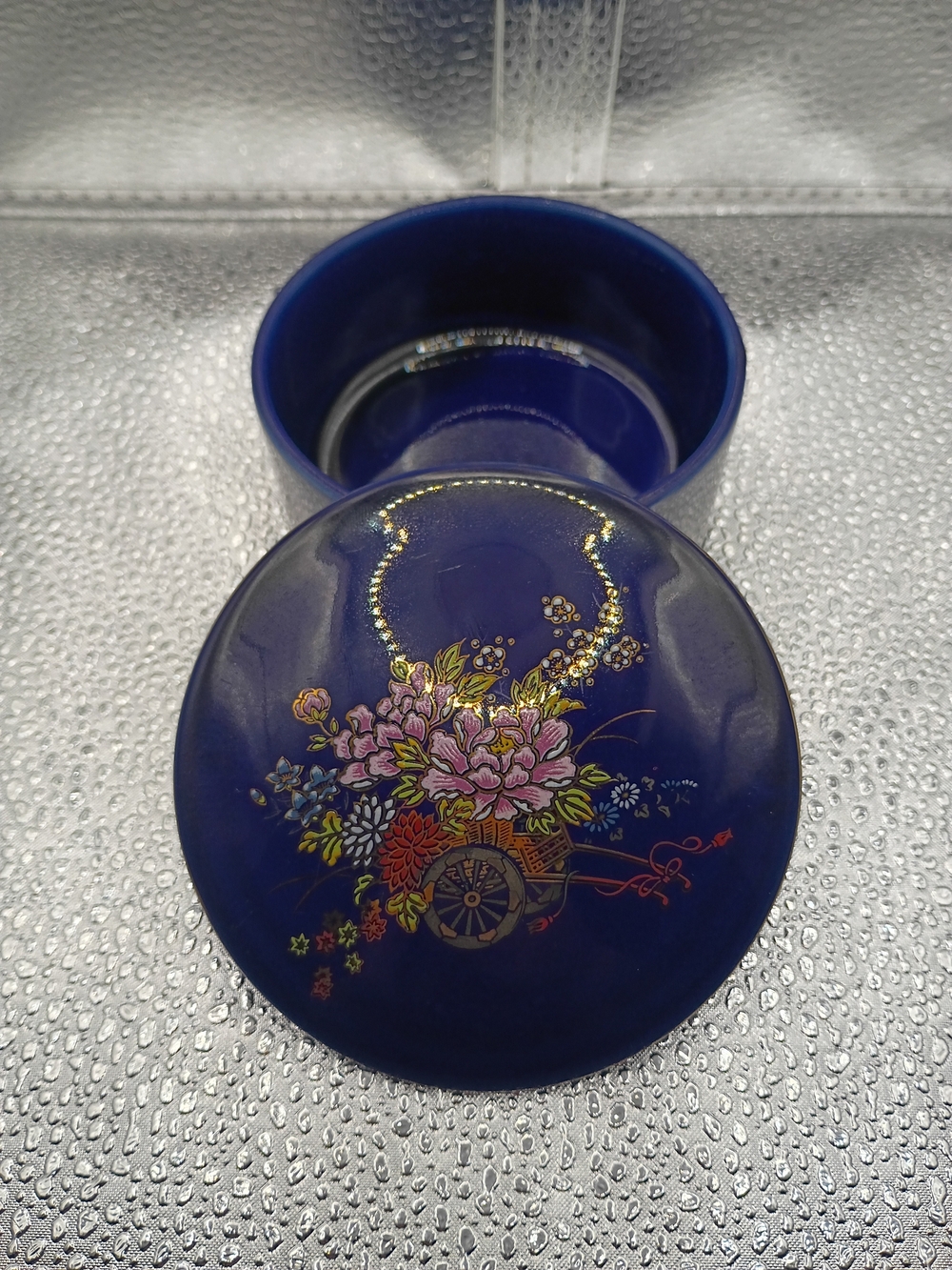 Vintage Japanese Cobalt Blue Trinket Box